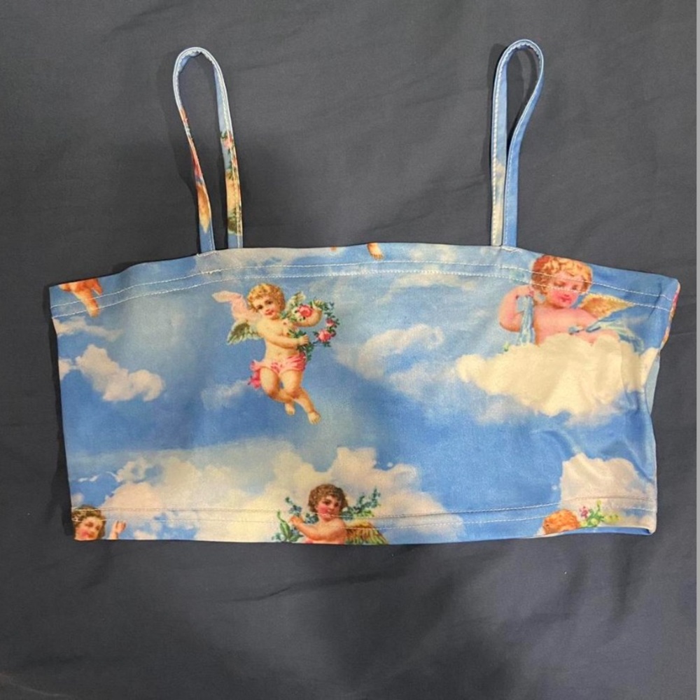 Blue clouds and angel tube top